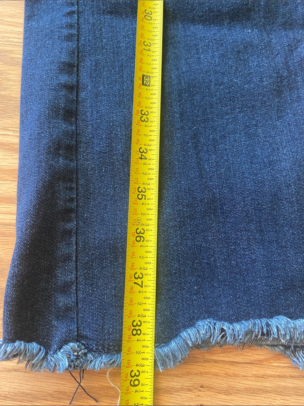 Belle by Kim Gravel Dark Blue Bootcut Jeans with Frayed Hem-12 - Picture 11 of 13